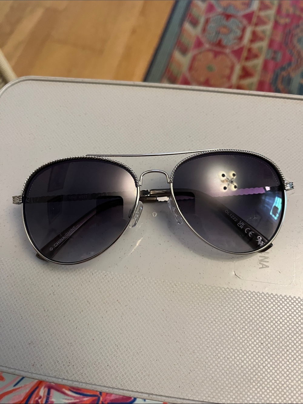 Nine West Aviator Sunglasses with Gradient Gray Lenses